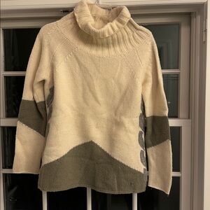 Bogner size medium sweater wool cashmere Cream gray gorgeous warm $355